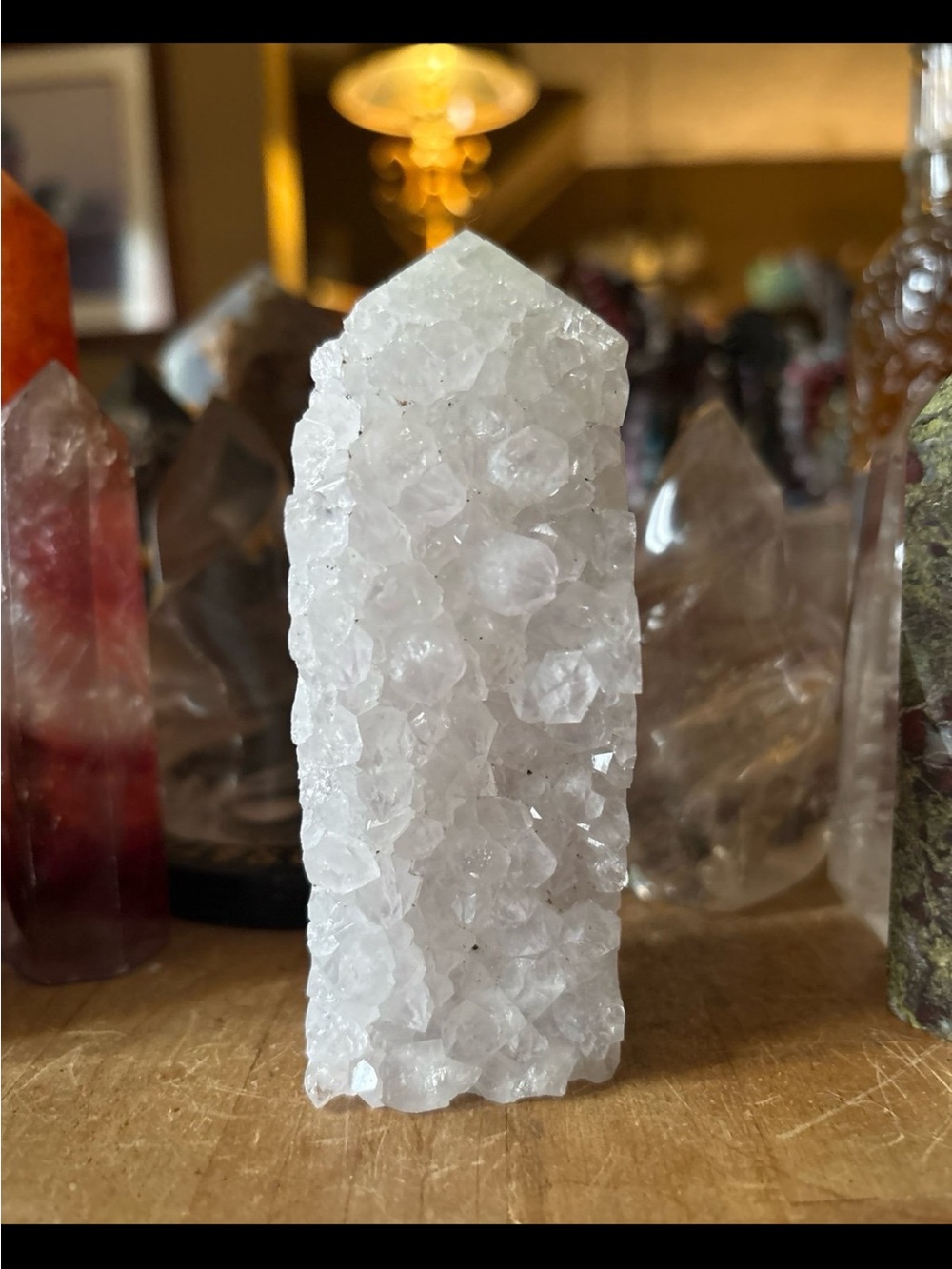 White Quartz Crystal Point Tower